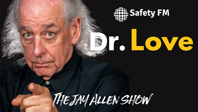 Image link of Dr. Love pointing to a podcast on the Jay Allen Show