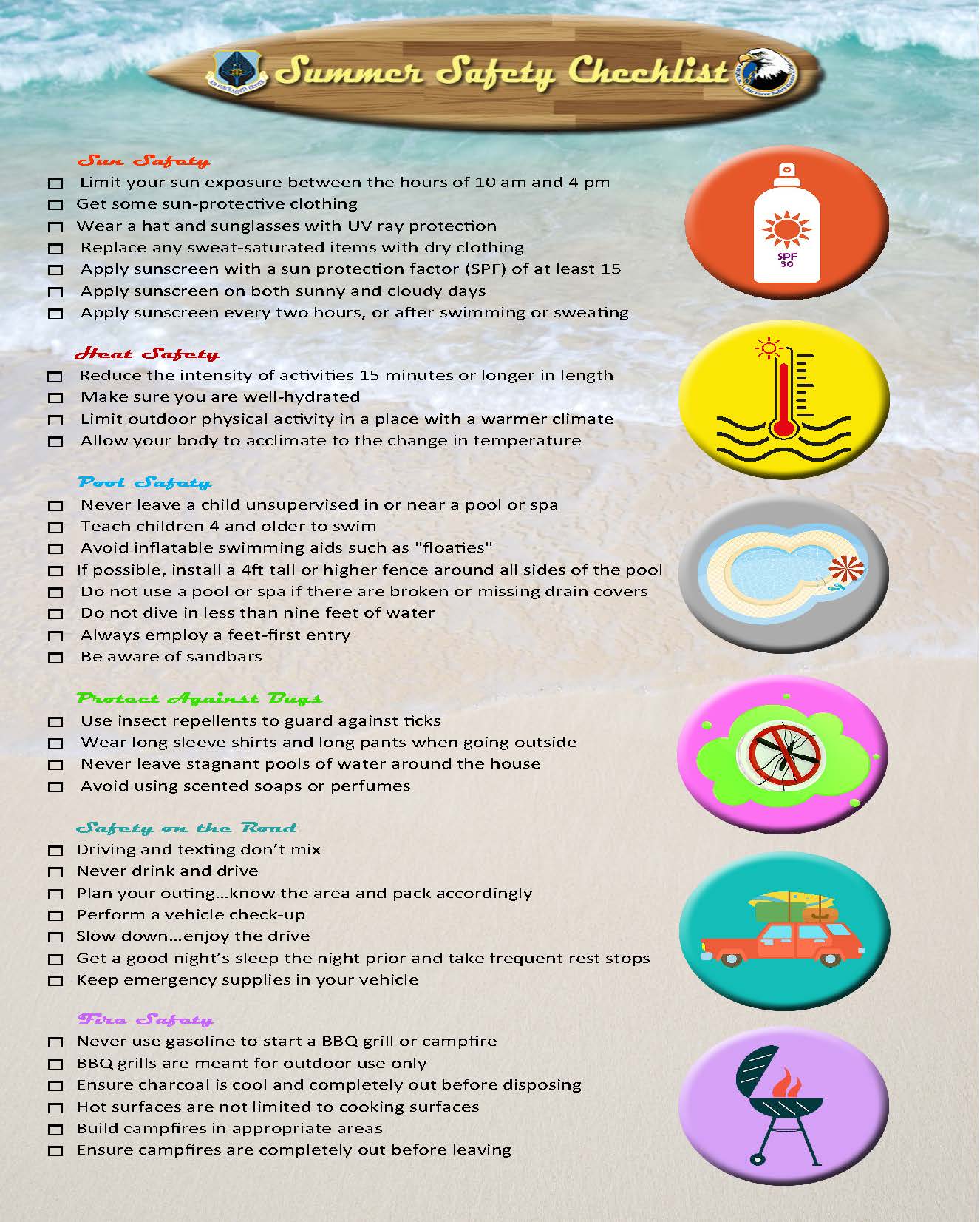 Summer Safety Checklist Poster