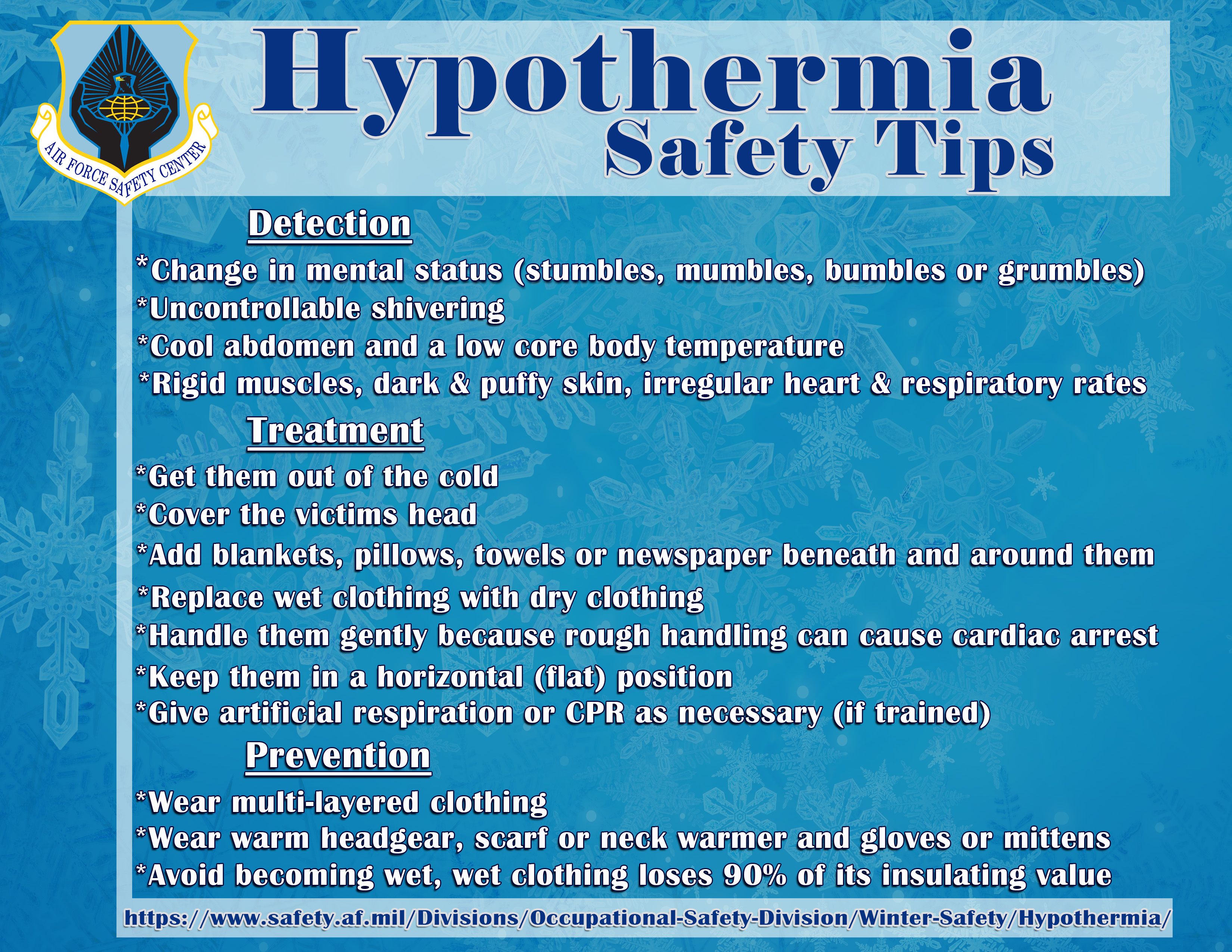 Hypothermia Safety Tips Poster