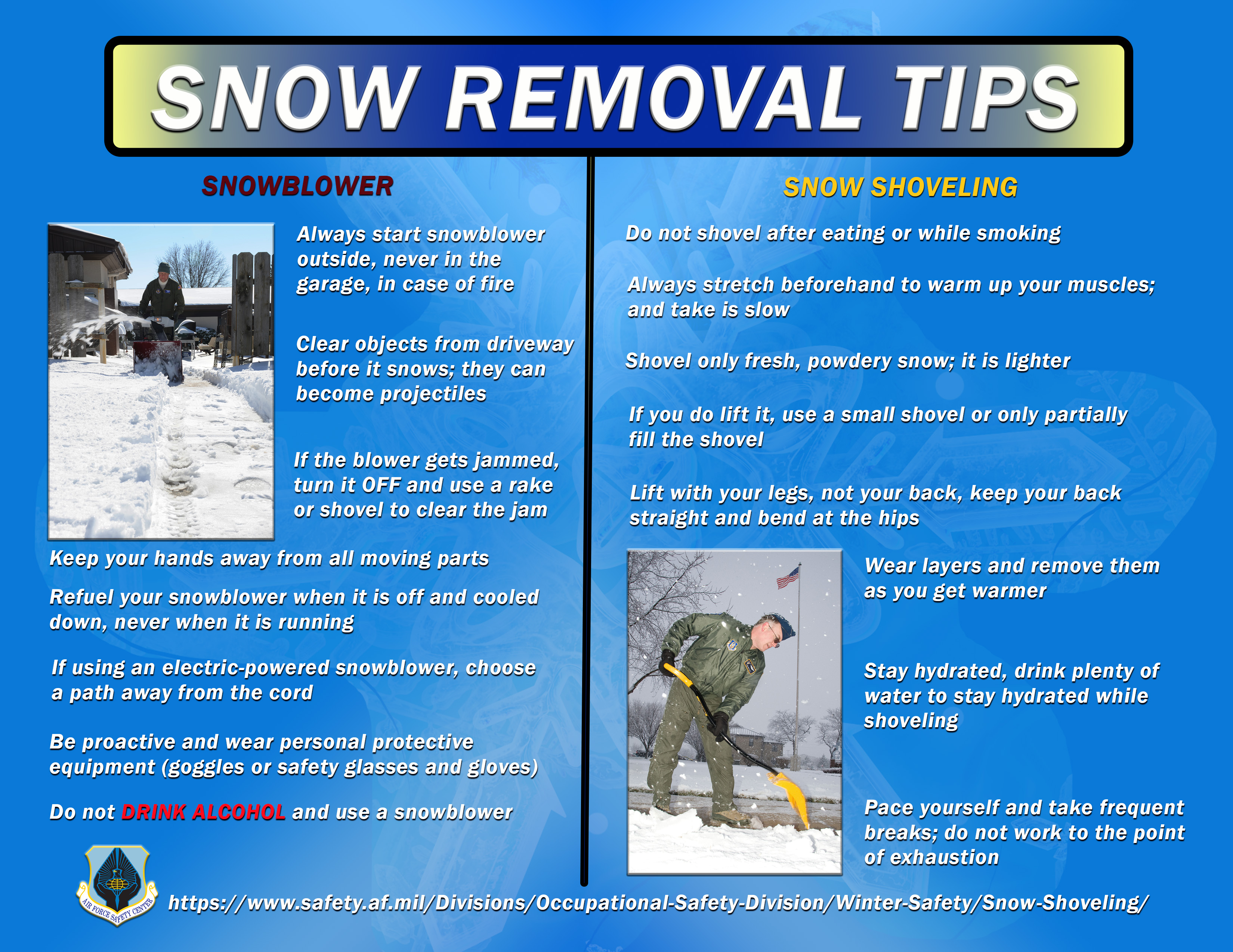 Snow Removal Safety Tips poster