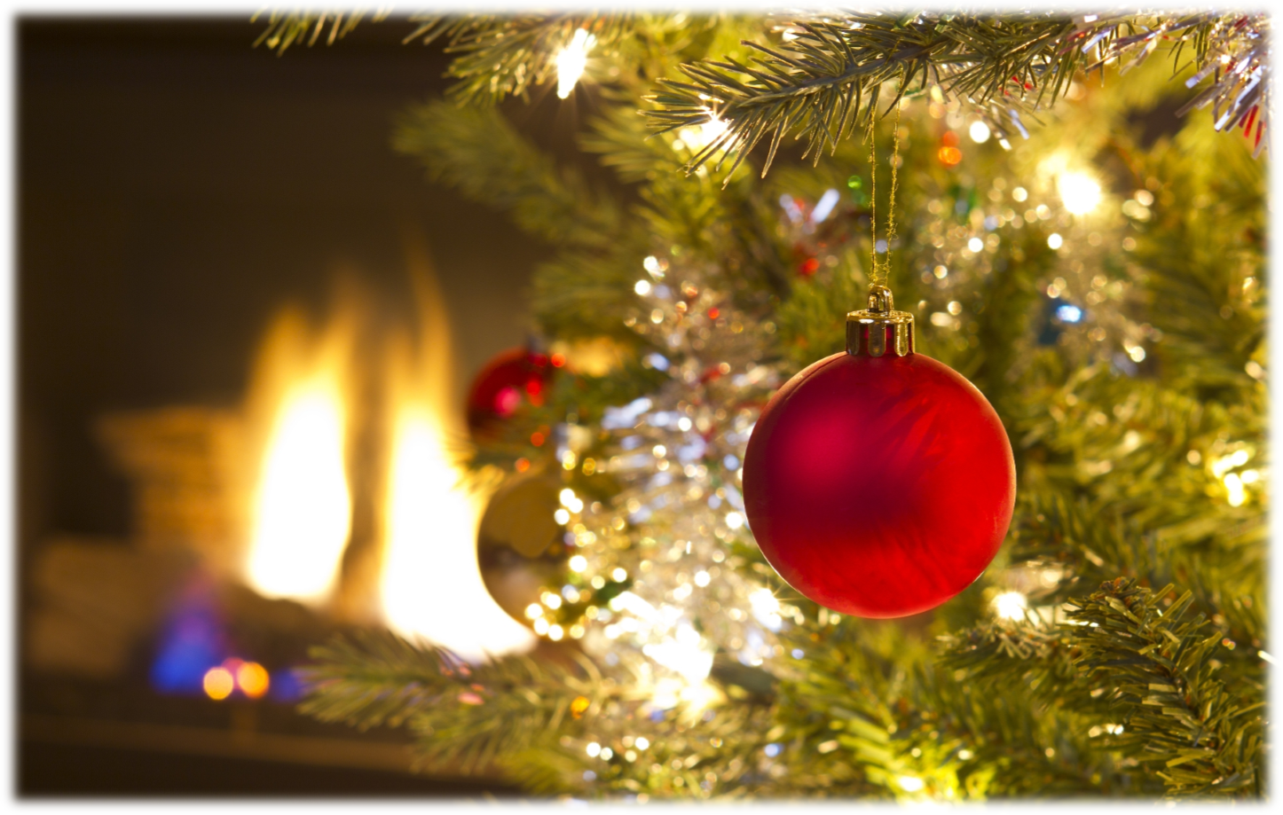 Link to Winter Holiday Safety page - Holiday ornaments on Christmas tree